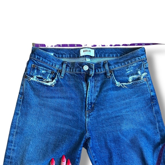 AGOLDE Toni Straight Ankle Jeans Medium Wash Distressed Size 27 Revolve - Picture 10 of 13